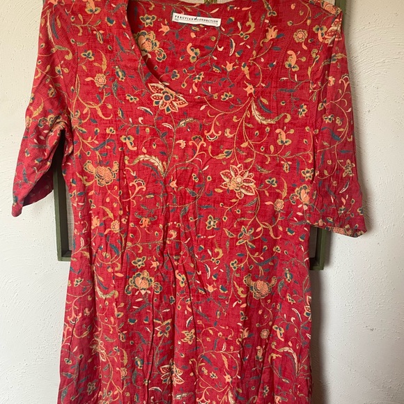 Peruvian Connection Red Floral Patterned tunic - Picture 1 of 7